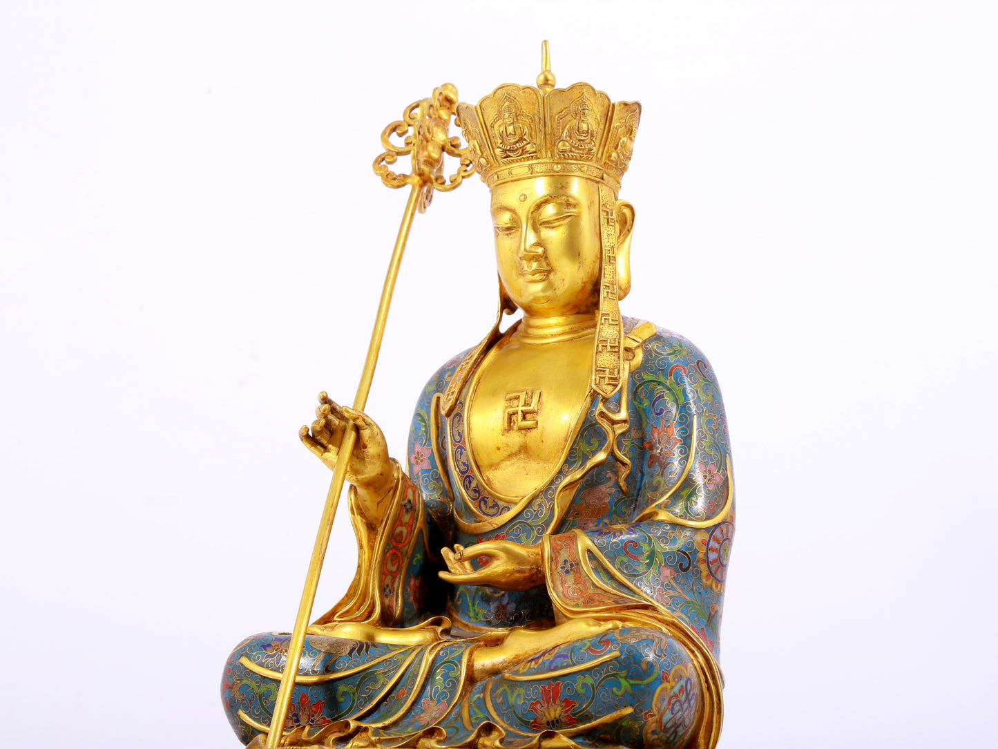 A cloisonné statue of Ksitigarbha Bodhisattva