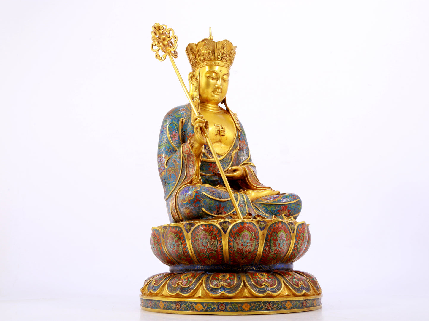 A cloisonné statue of Ksitigarbha Bodhisattva