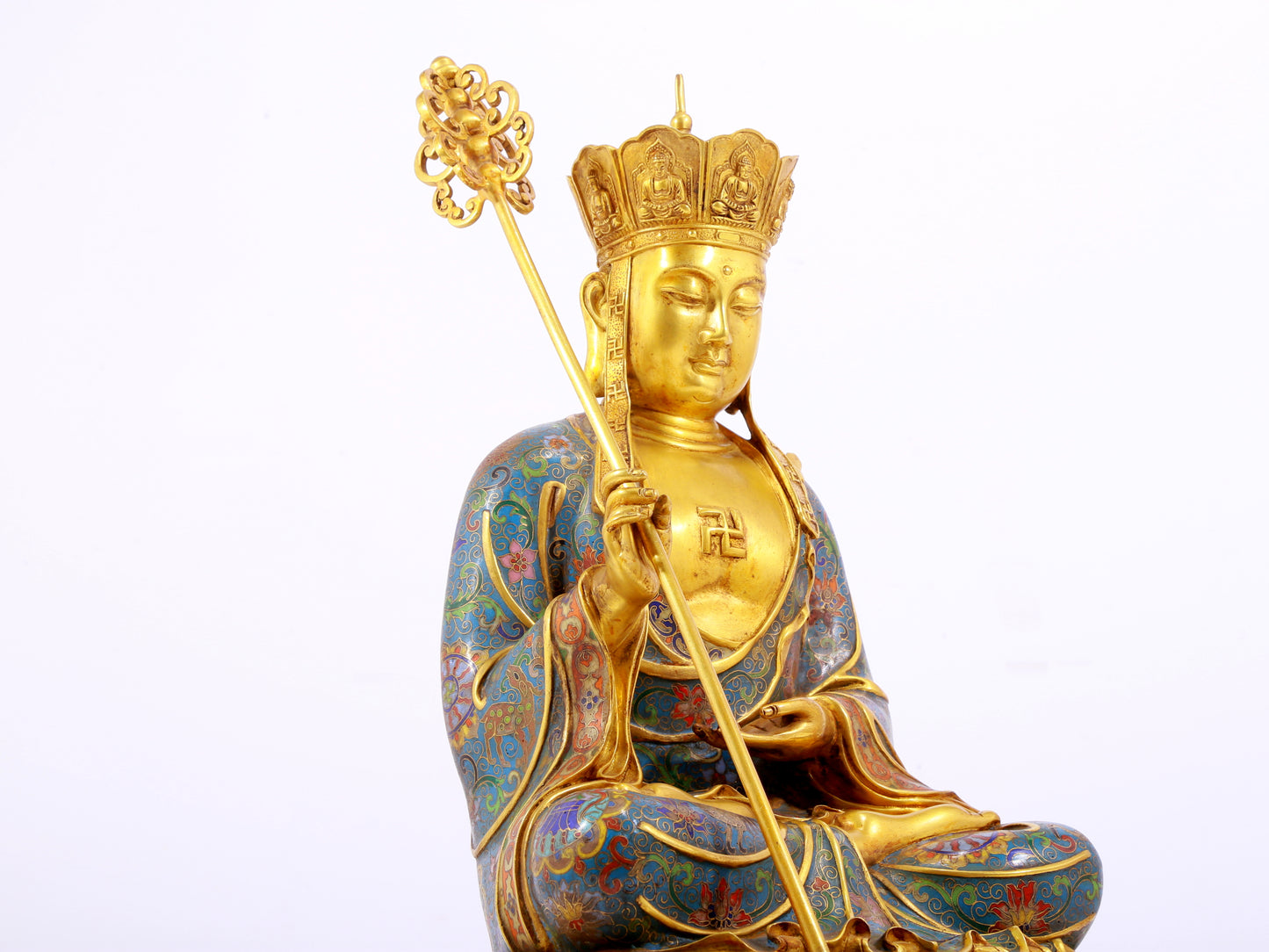 A cloisonné statue of Ksitigarbha Bodhisattva