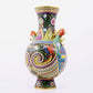 A pair of cloisonne flower-patterned phoenix-ear vases