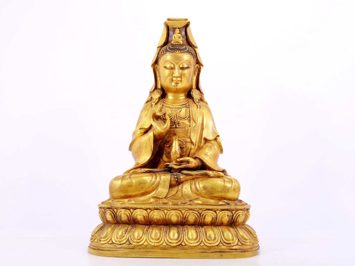 Gilt bronze Guanyin statue