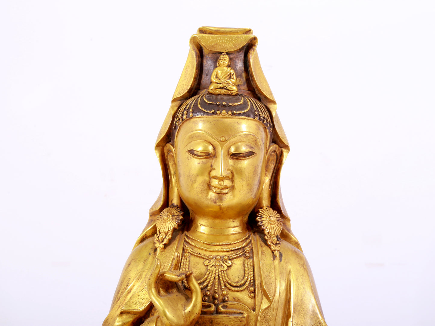 Gilt bronze Guanyin statue