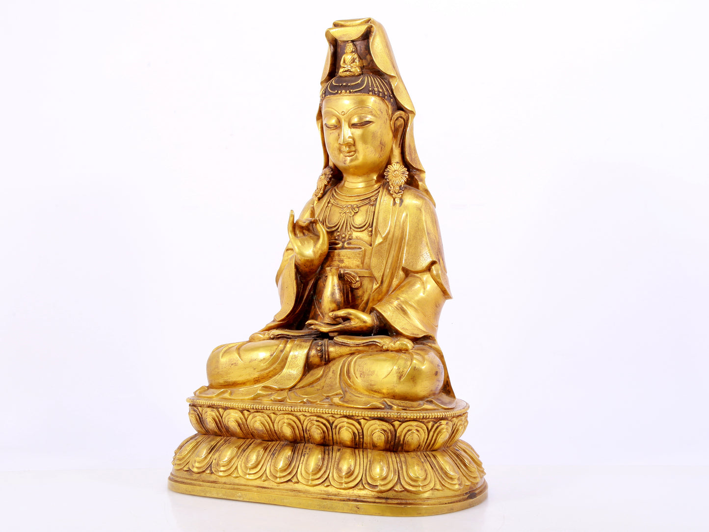 Gilt bronze Guanyin statue