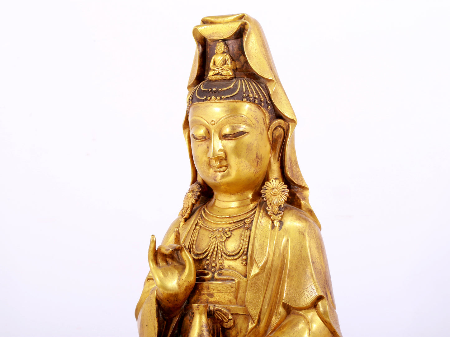 Gilt bronze Guanyin statue