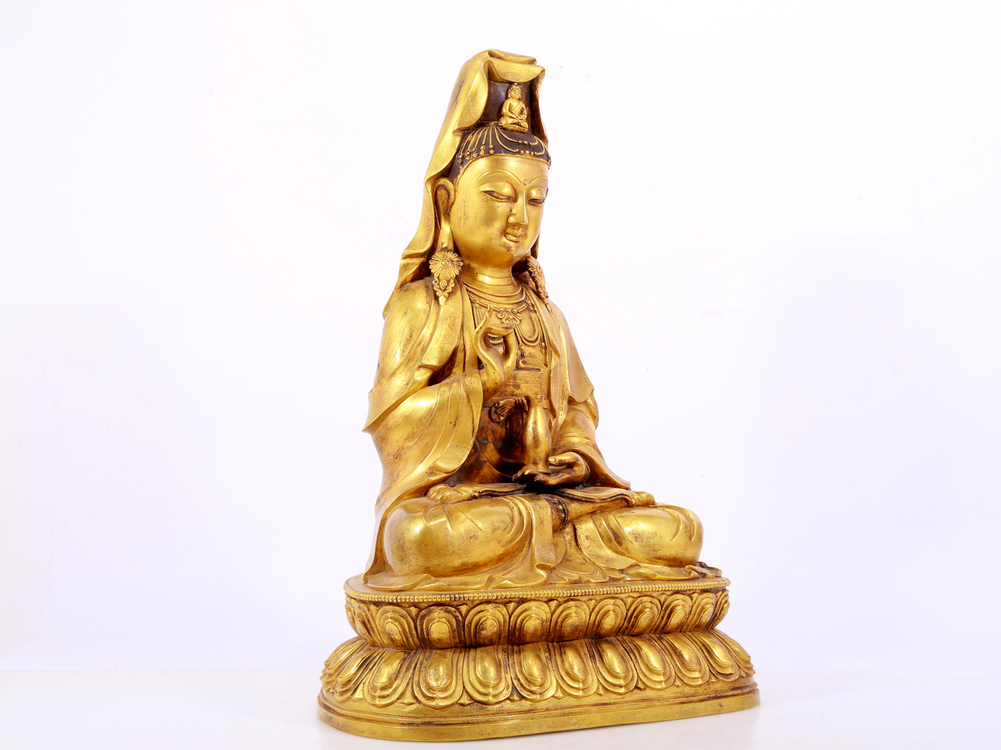 Gilt bronze Guanyin statue