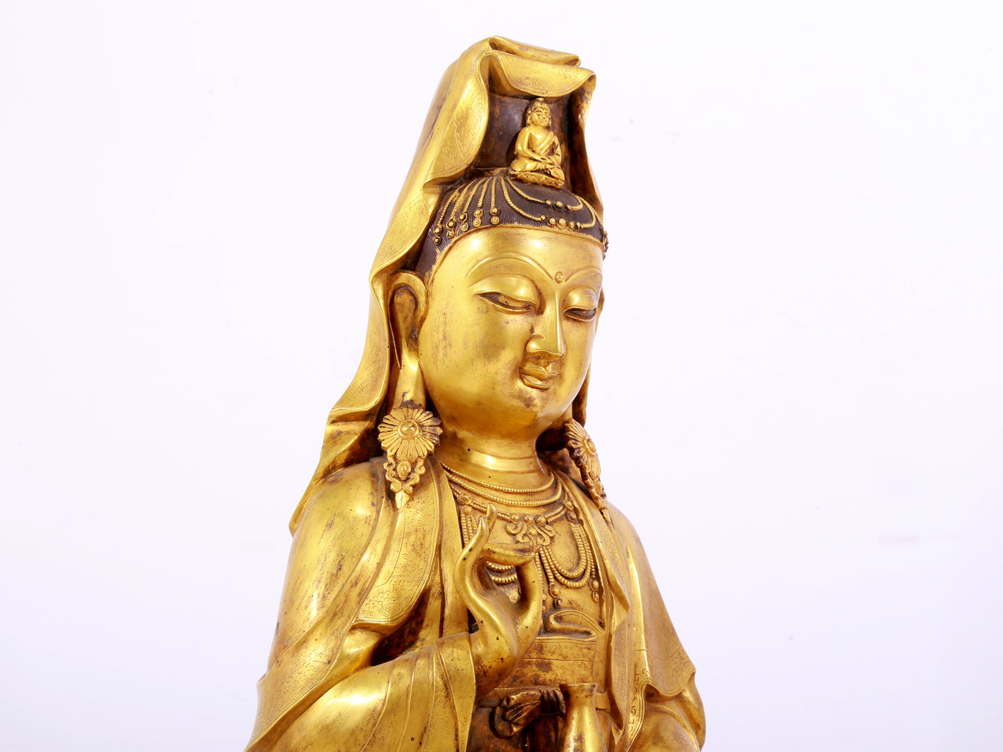 Gilt bronze Guanyin statue