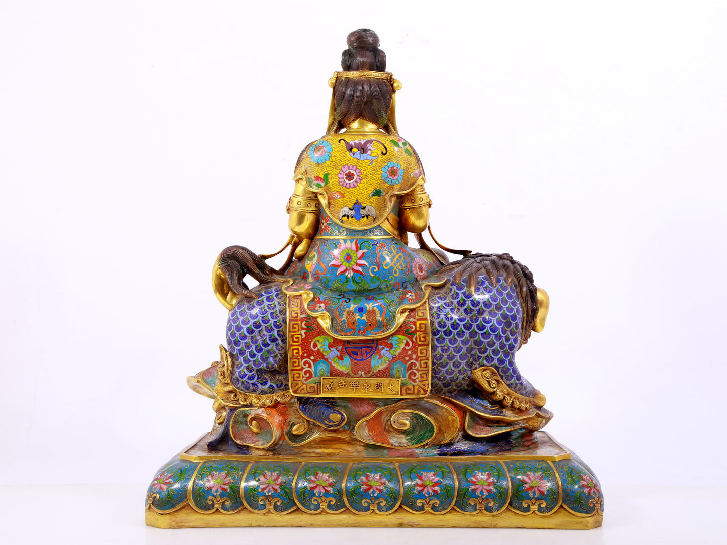 Cloisonné statue of Puxian Bodhisattva and Manjushri Bodhisattva