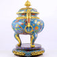 Cloisonné flower and bird pattern double-eared three-legged incense burner with lid