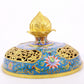 Cloisonné flower and bird pattern double-eared three-legged incense burner with lid