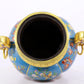 Cloisonné flower and bird pattern double-eared three-legged incense burner with lid