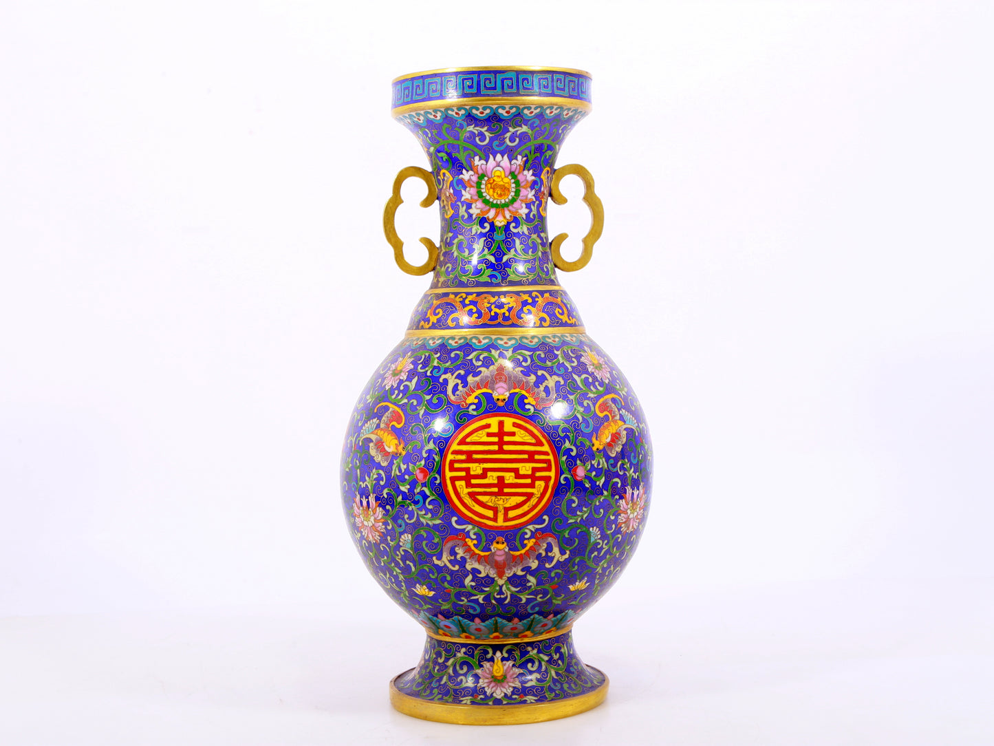 A pair of cloisonné bat pattern amphora