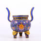 A cloisonné bat pattern two-eared three-legged incense burner