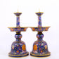 Pair of cloisonné candlesticks with lotus pattern