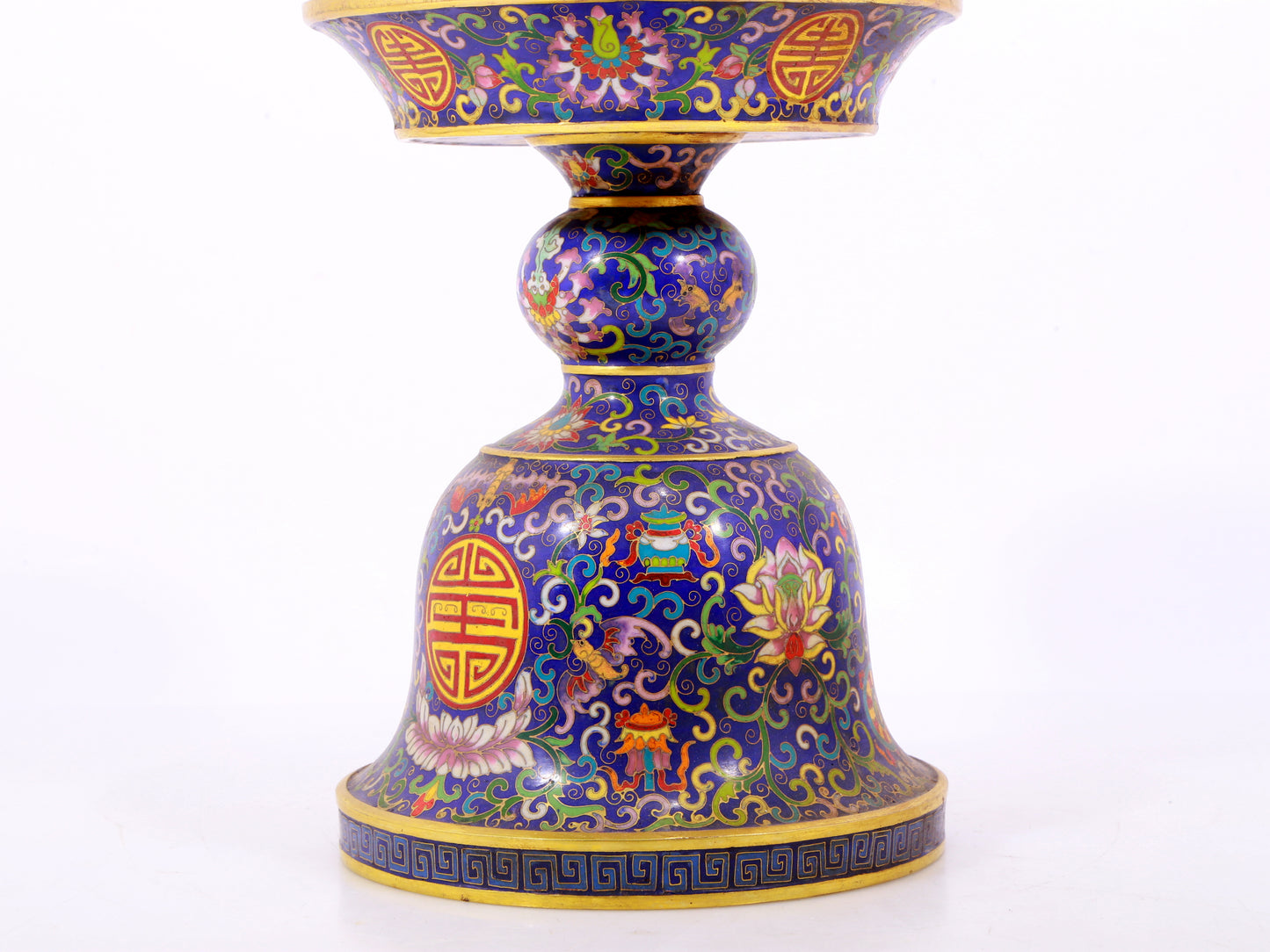 Pair of cloisonné candlesticks with lotus pattern