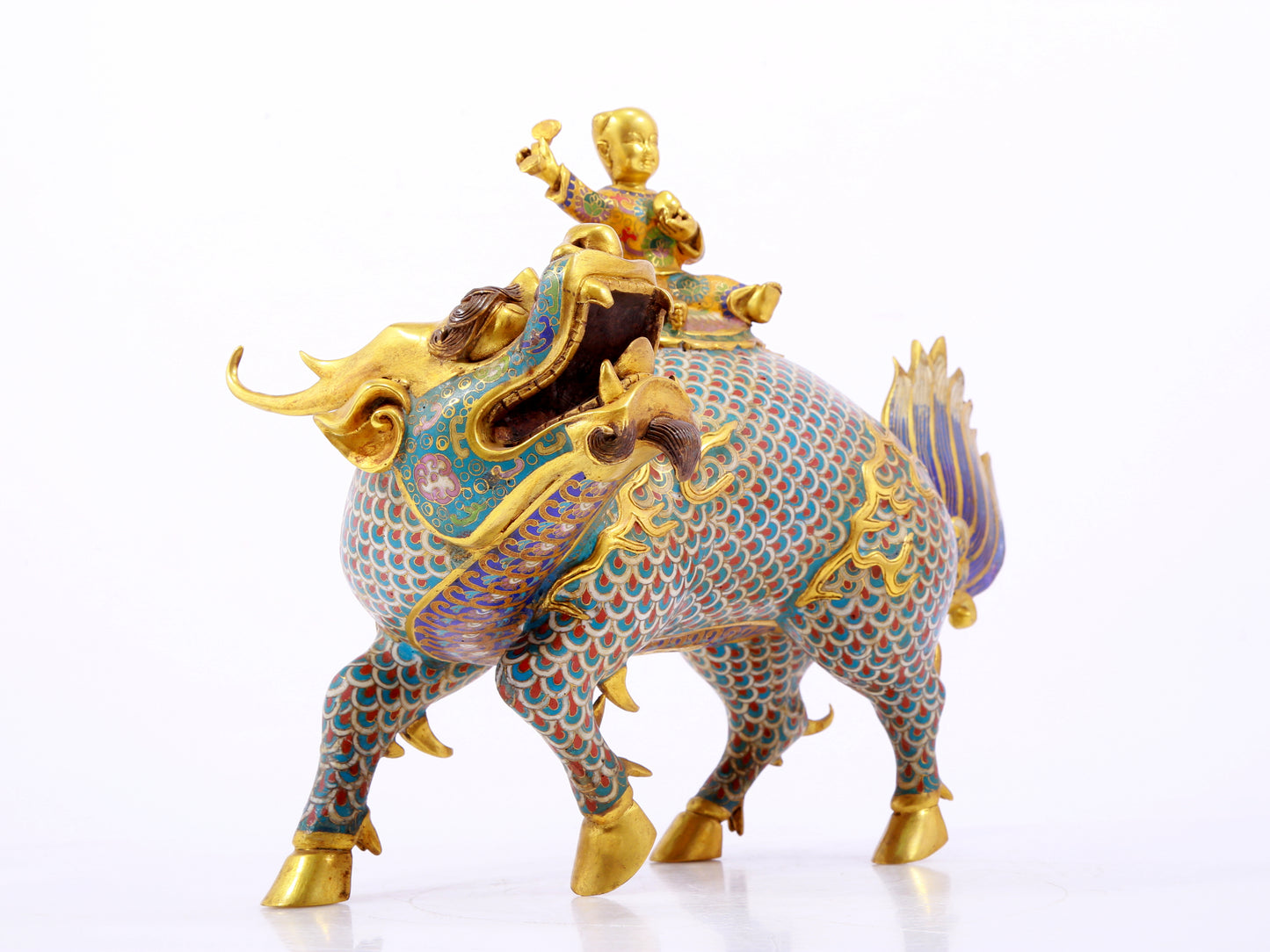 Pair of cloisonné unicorn ornaments