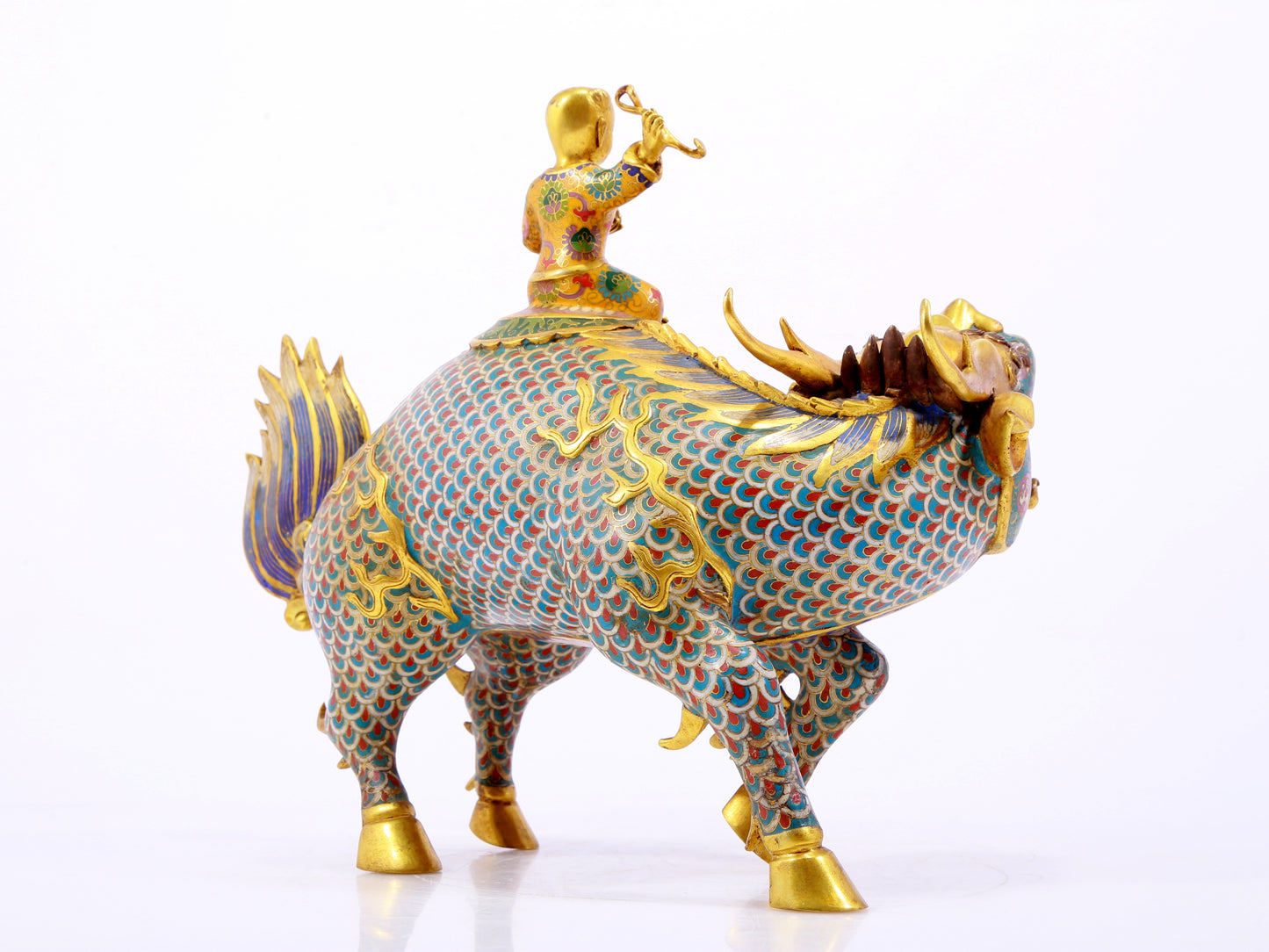 Pair of cloisonné unicorn ornaments