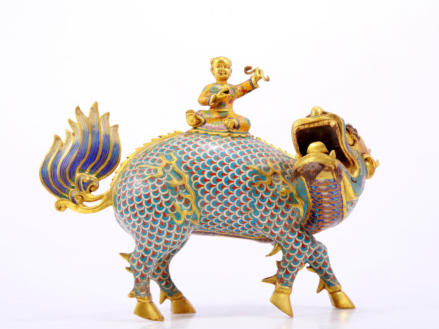 Pair of cloisonné unicorn ornaments