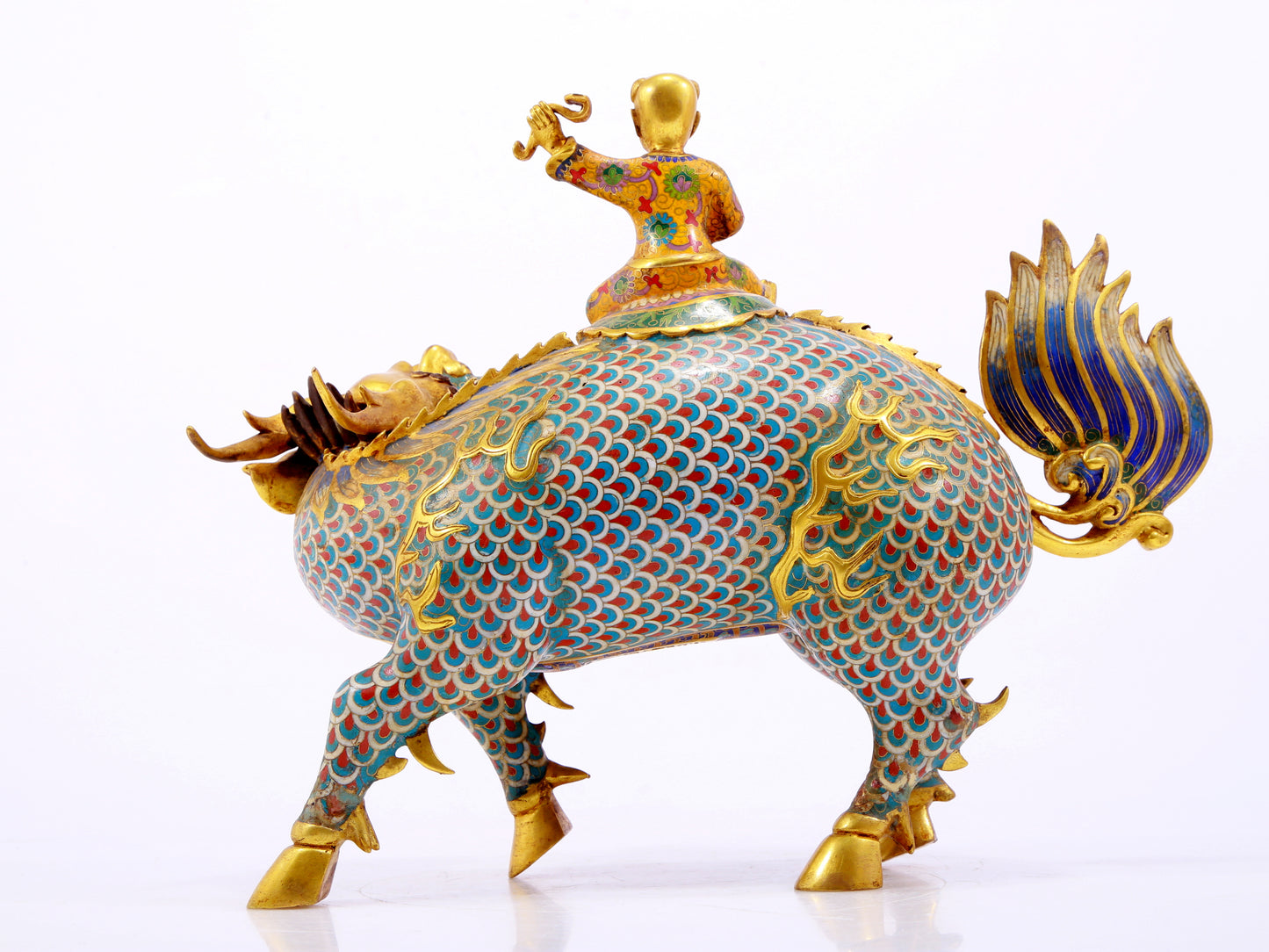 Pair of cloisonné unicorn ornaments