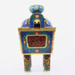 Cloisonné and Arabic Two-Eared Four-Legged Covered Incense Burner