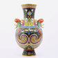 A pair of cloisonne flower-patterned phoenix-ear vases