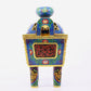 Cloisonné and Arabic Two-Eared Four-Legged Covered Incense Burner