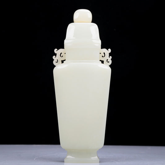 A Precious White Jade Vase And Cover