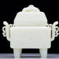 A Precious White Jade 'Animal Mask' Quadripod Censer And Cover