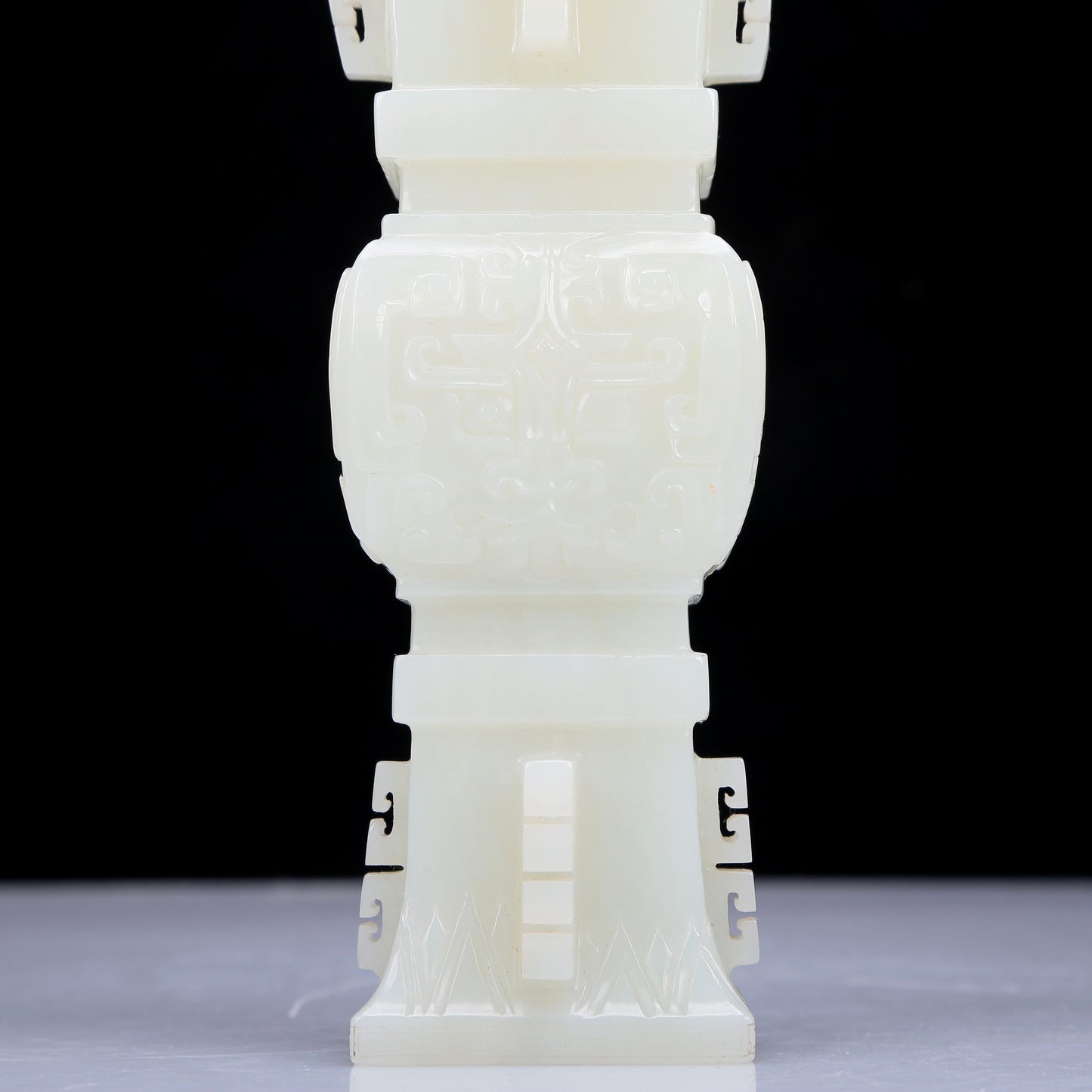 A Precious White Jade 'Animal Mask' Vase