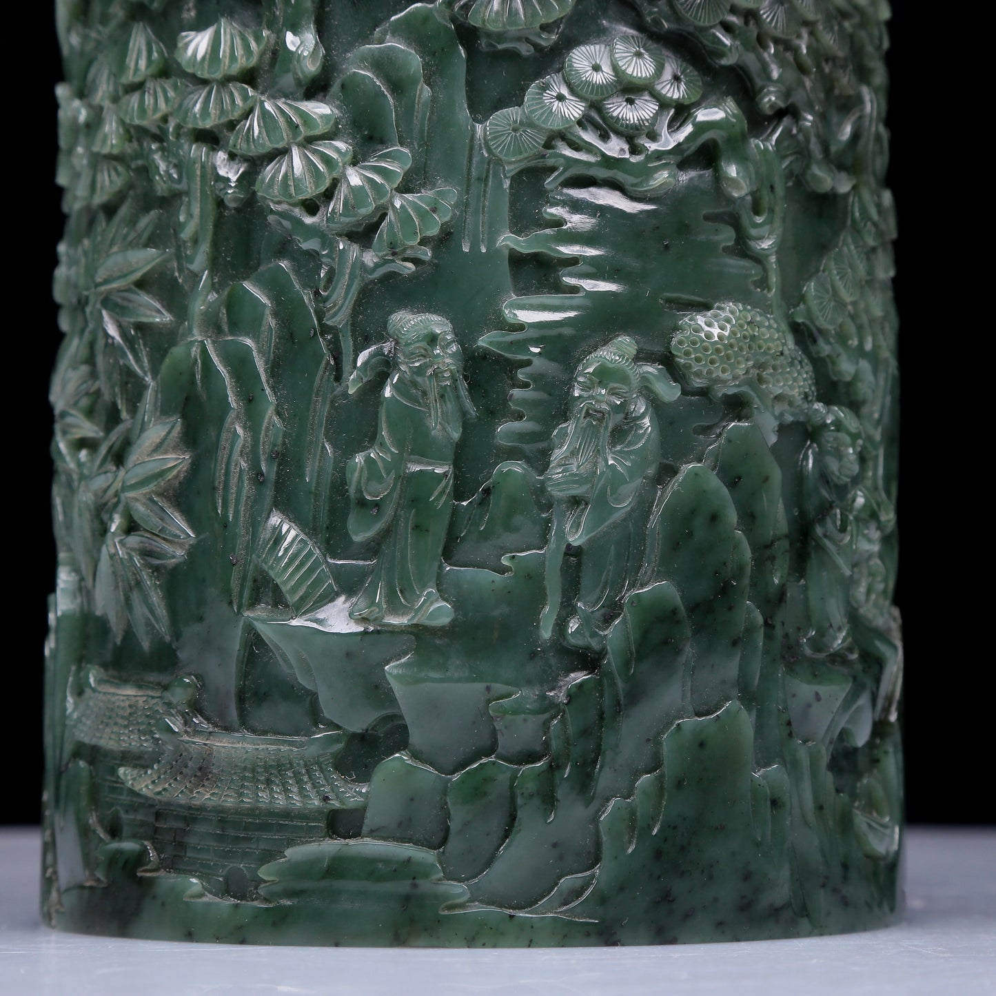 A Precious Jasper 'Figure& Landscape' Brush Pot