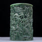 A Precious Jasper 'Figure& Landscape' Brush Pot