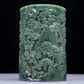 A Precious Jasper 'Figure& Landscape' Brush Pot