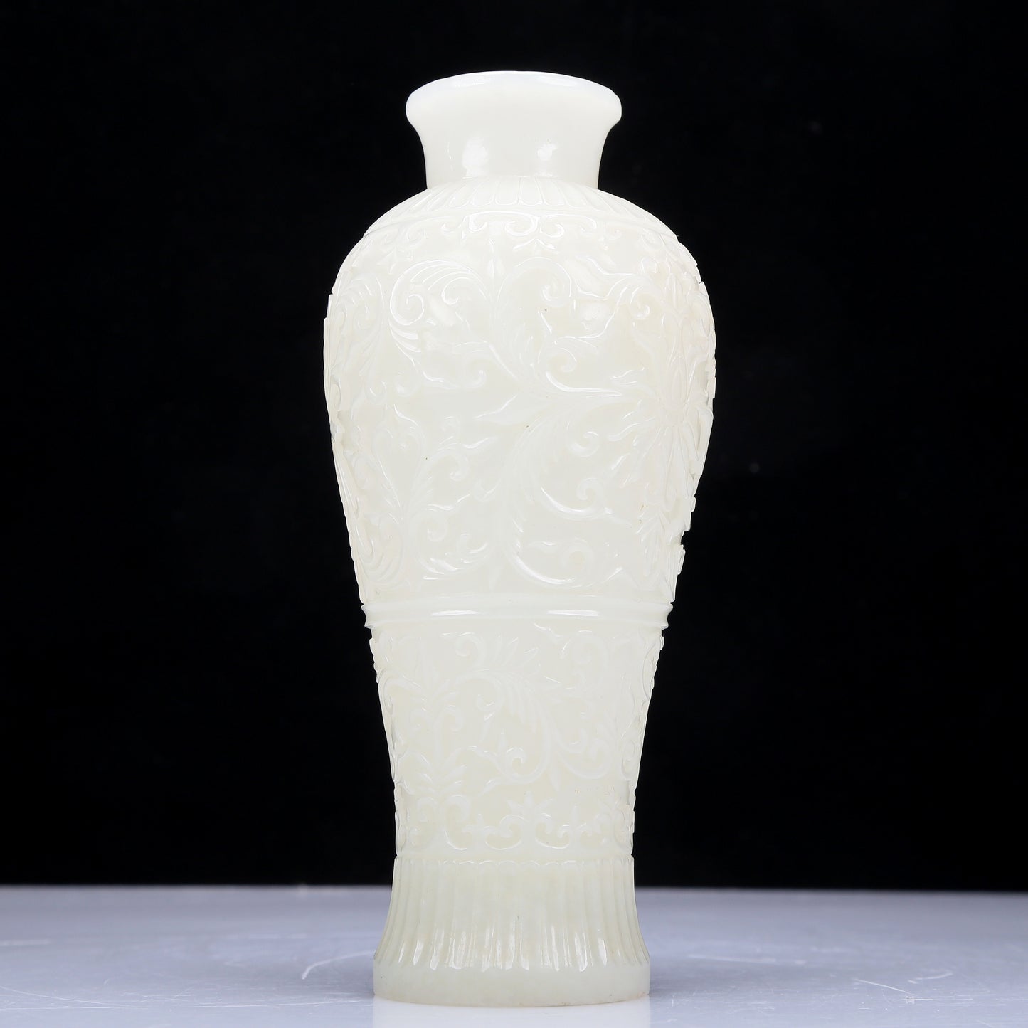 A Precious White Jade 'Scrolling Lotus' Vase