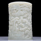 A Precious White Jade 'Figure& Landscape' Brush Pot