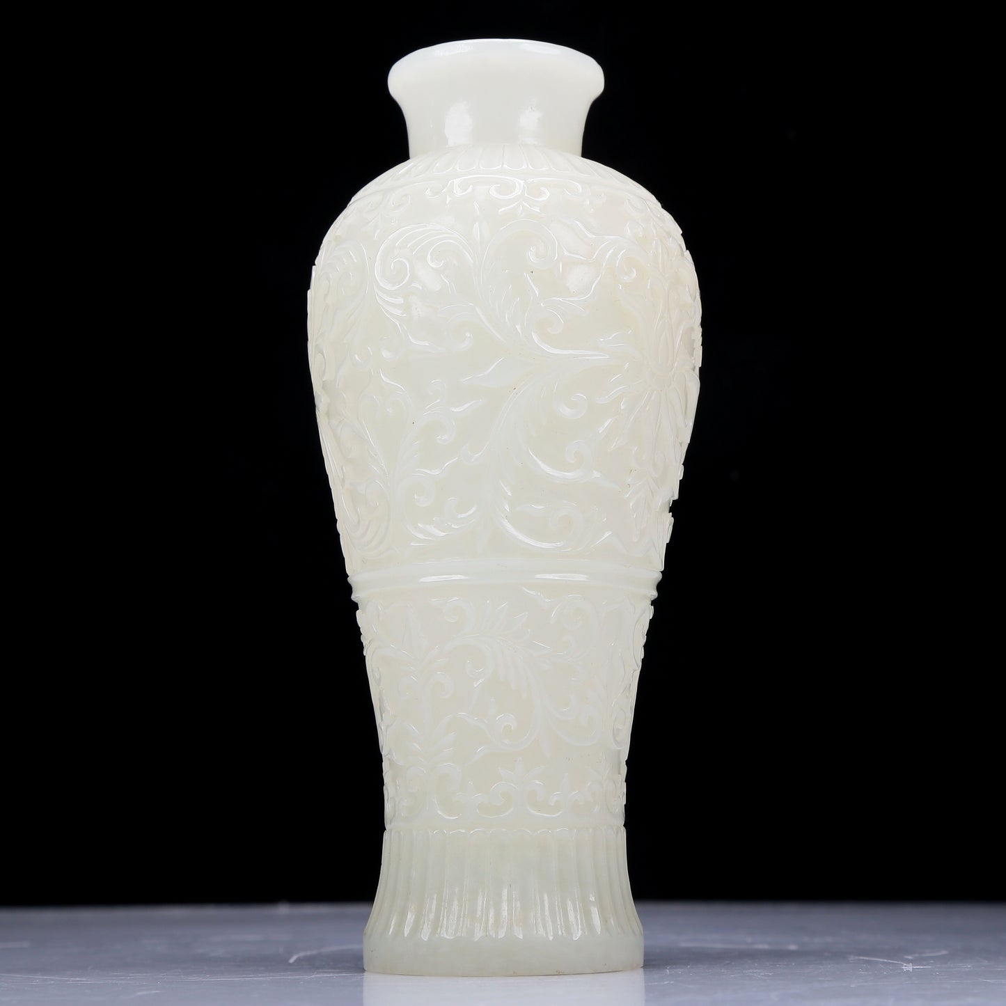 A Precious White Jade 'Scrolling Lotus' Vase