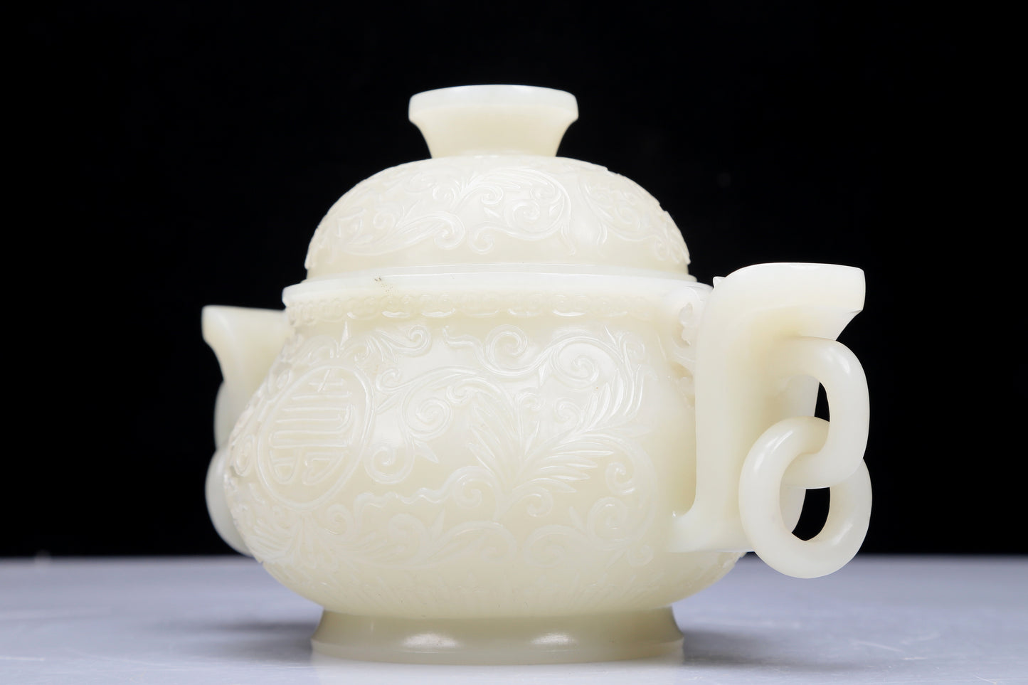 A Precious White Jade 'Scrolling Lotus' Censer And Cover