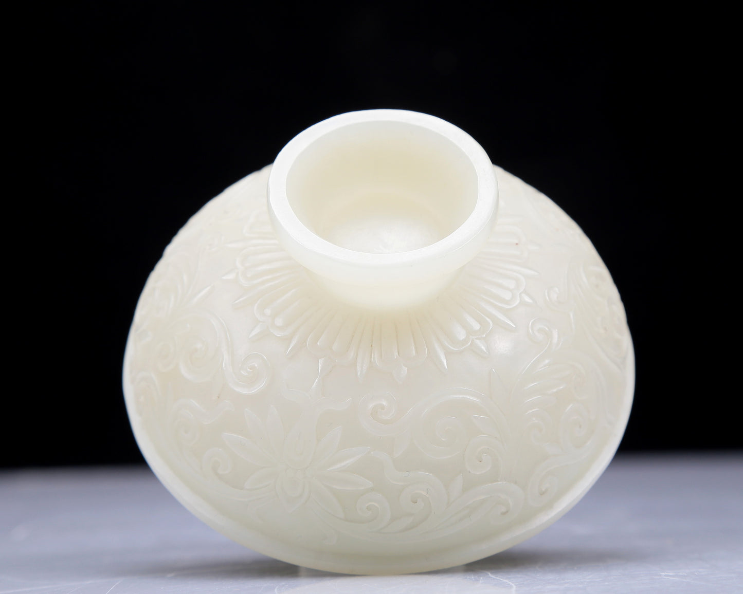 A Precious White Jade 'Scrolling Lotus' Censer And Cover