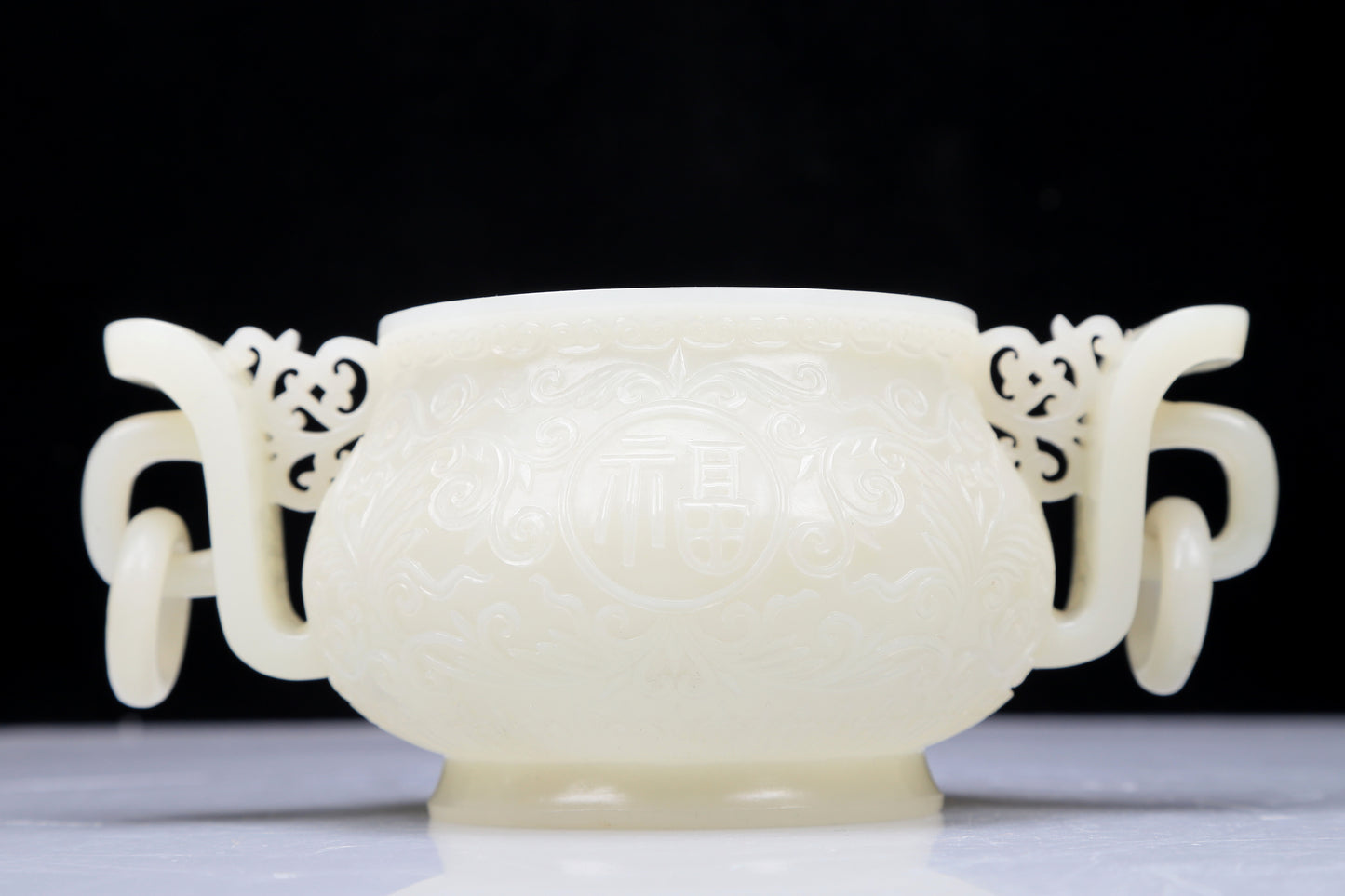 A Precious White Jade 'Scrolling Lotus' Censer And Cover