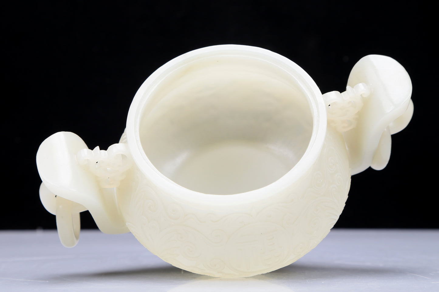 A Precious White Jade 'Scrolling Lotus' Censer And Cover