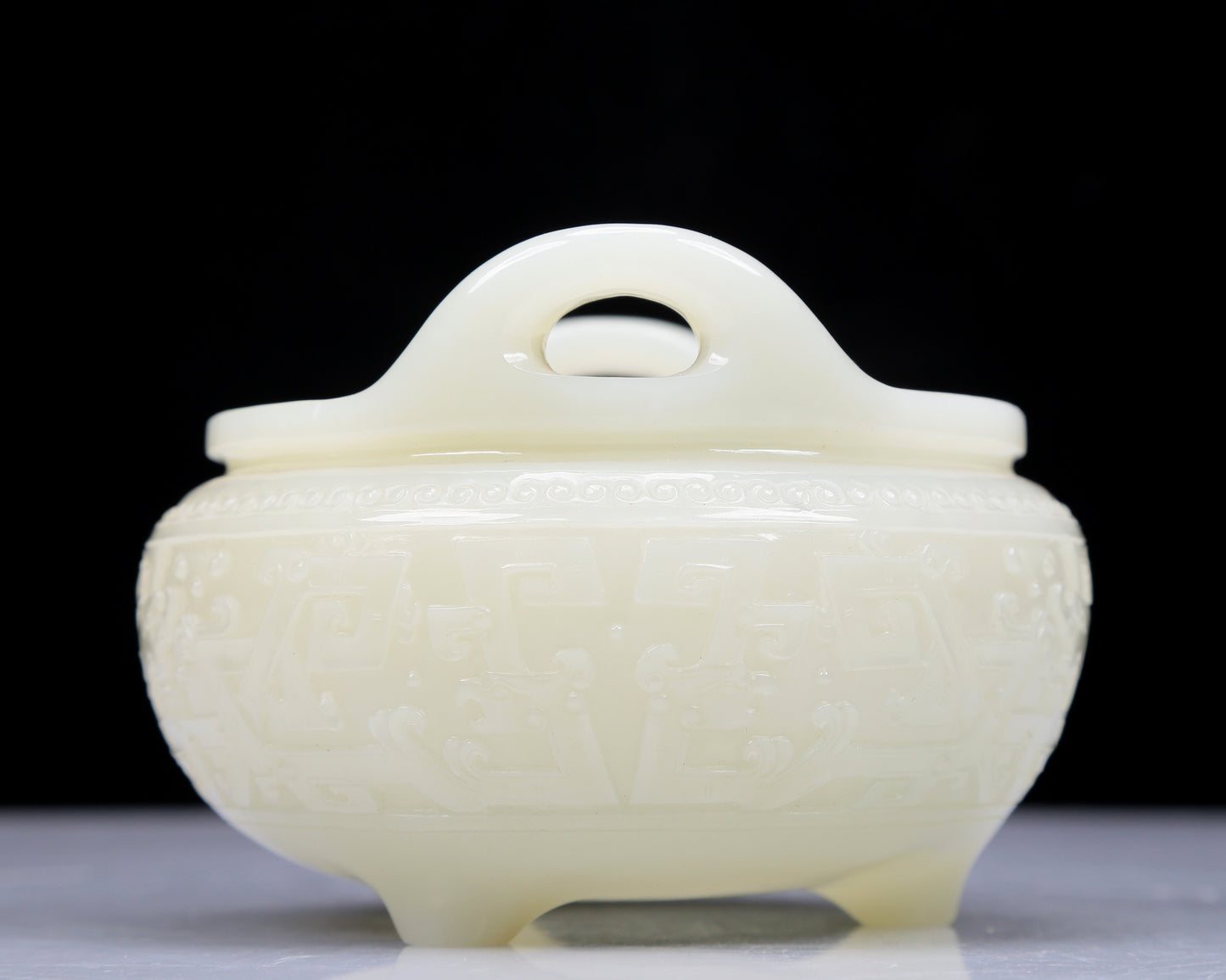 A Precious White Jade 'Dragon' Tripod Censer