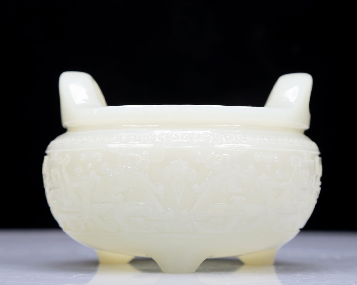 A Precious White Jade 'Dragon' Tripod Censer