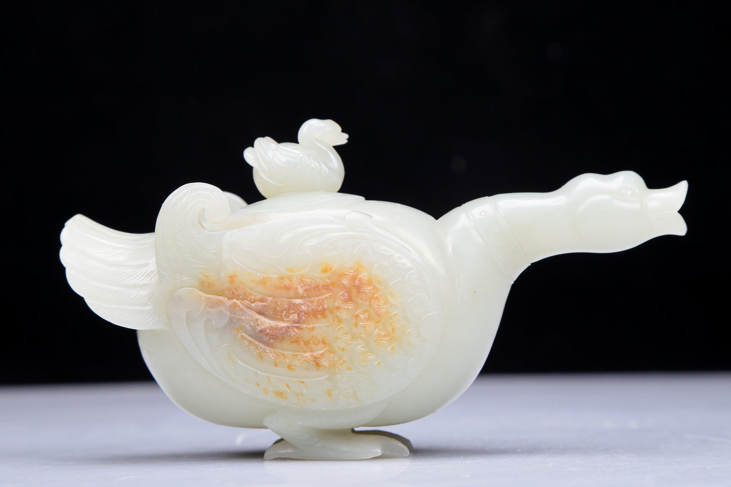 A Precious White Jade Goose-Form Decoration