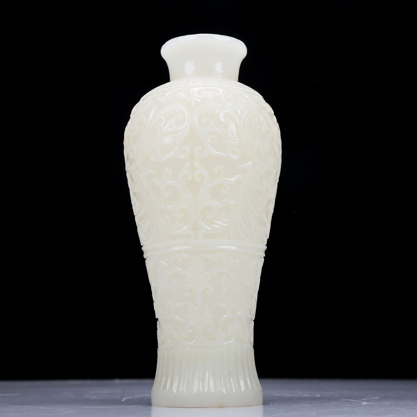 A Precious White Jade 'Scrolling Lotus' Vase