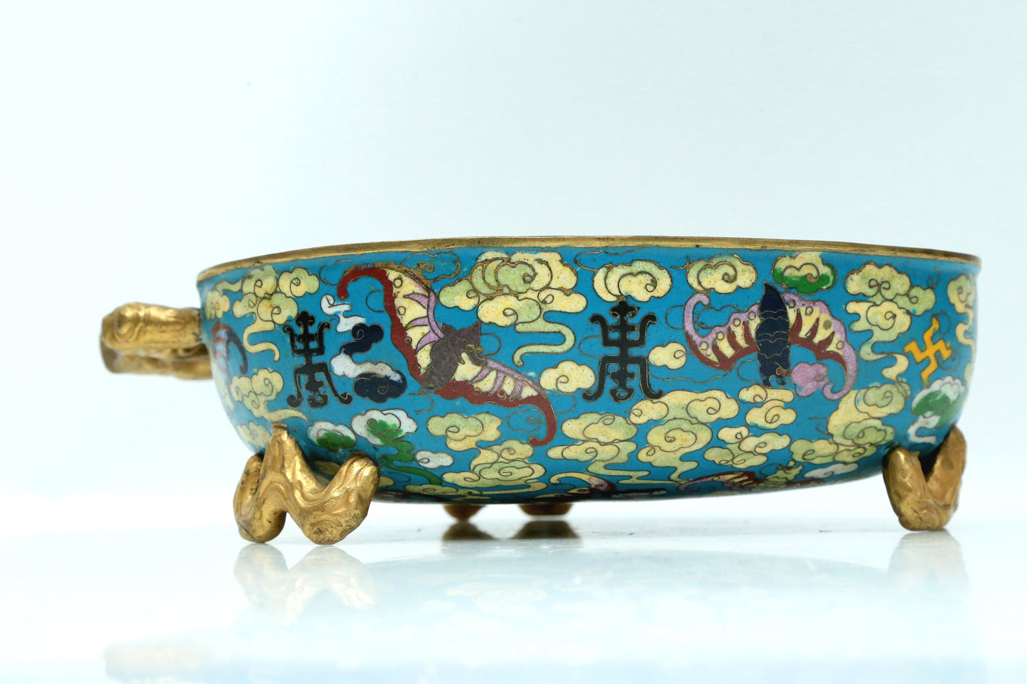 A Fine Cloisonne 'Bat& Auspicious Cloud' Peach-Form Brushwasher