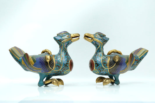 A Fine Pair Of Cloisonne Ducks