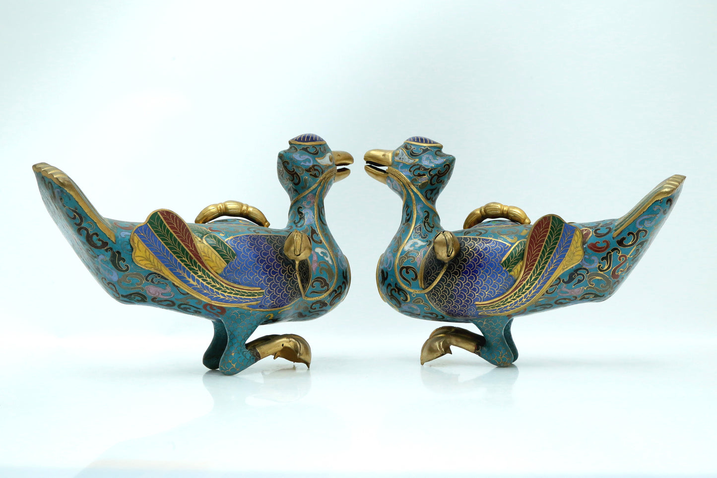 A Fine Pair Of Cloisonne Ducks