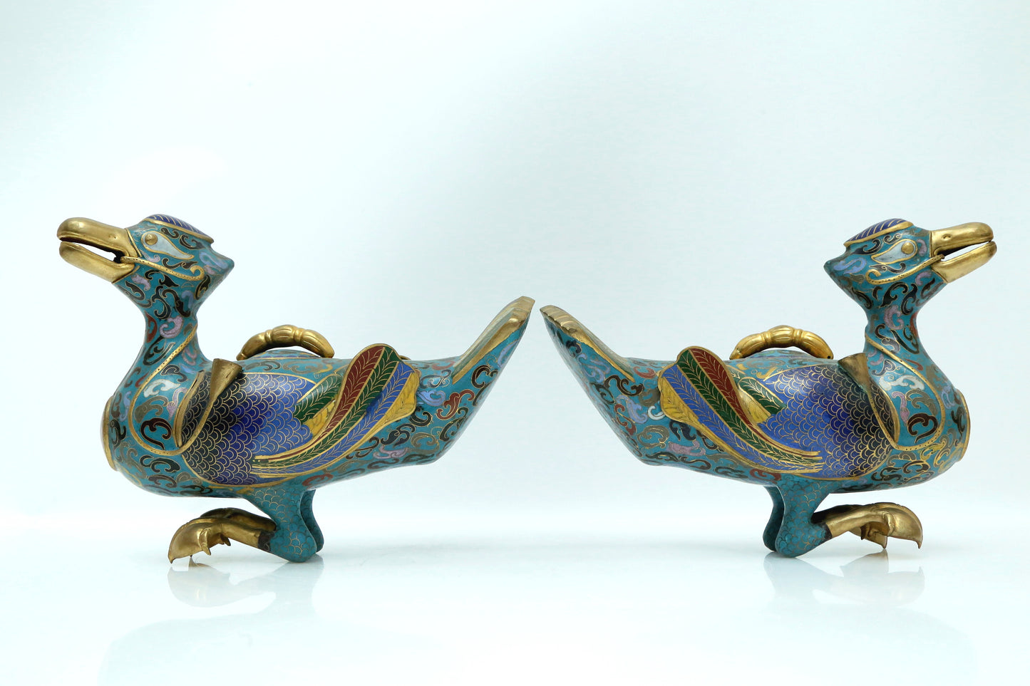 A Fine Pair Of Cloisonne Ducks