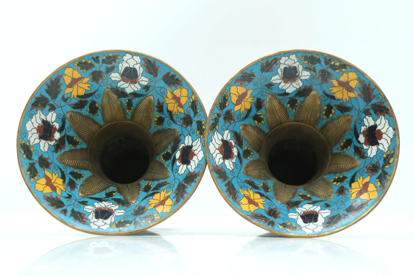 Fine Pair Of Cloisonne 'Scrolling Lotus' Vases