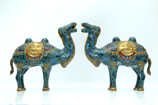 A Fine Pair Of Cloisonne Camels