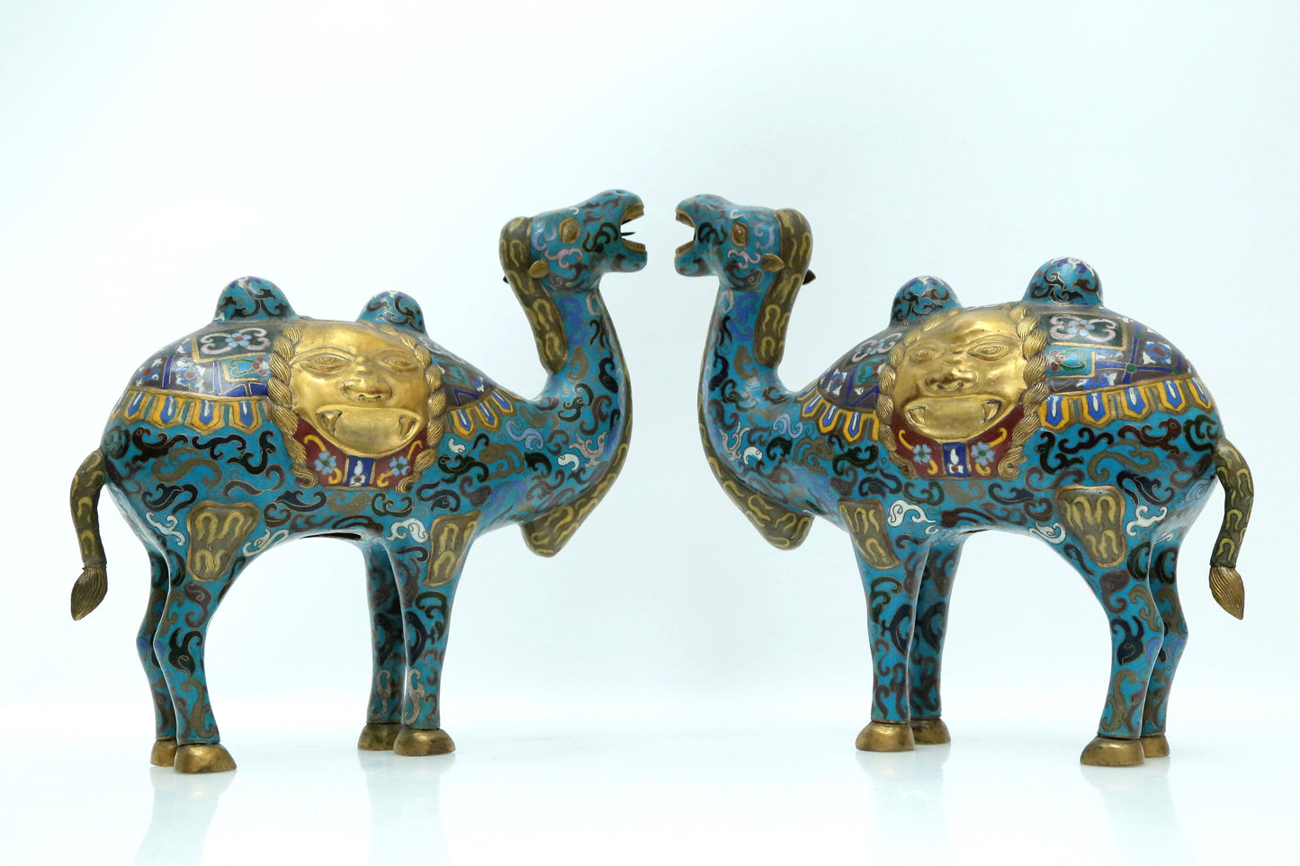 A Fine Pair Of Cloisonne Camels