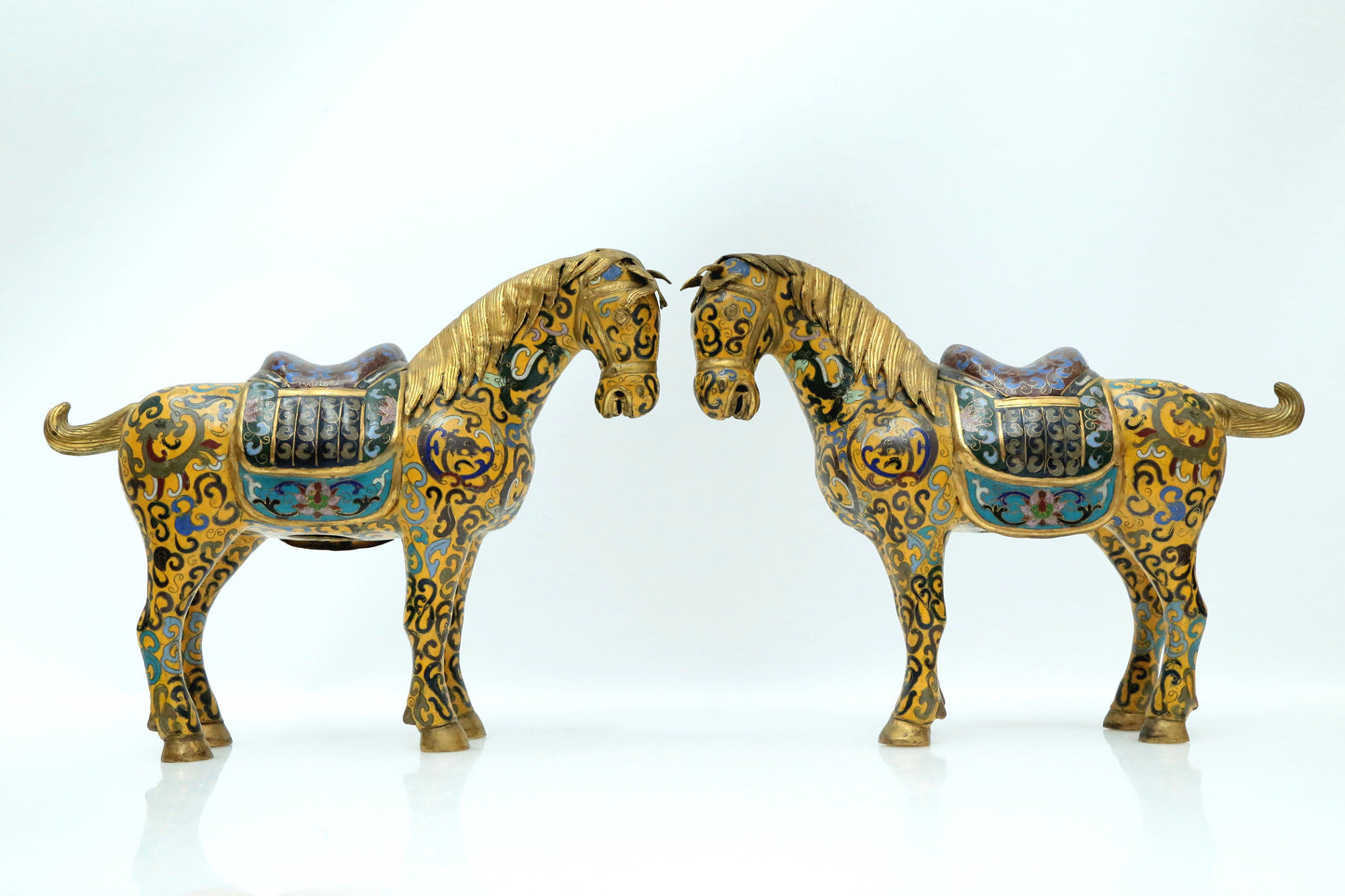 A Fine Pair Of Cloisonne Horses